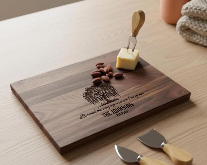 Personalized cutting board – Weeping Tree: Customized Charcuterie for Wedding, Willow Tree, Wedding Gift, Housewarming Gift, Engagement Gift
