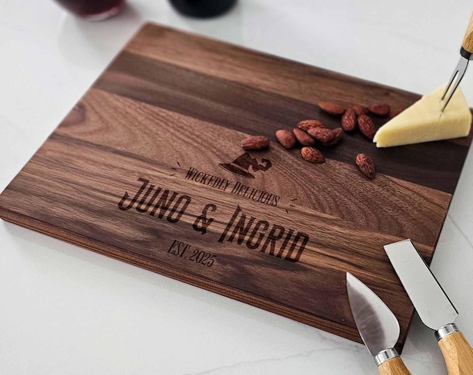 Personalized Engraved Cutting Board - Wickedly Delicious Design - Wicked Gift for Couples - Wedding or Anniversary Present - Kitchen Decor