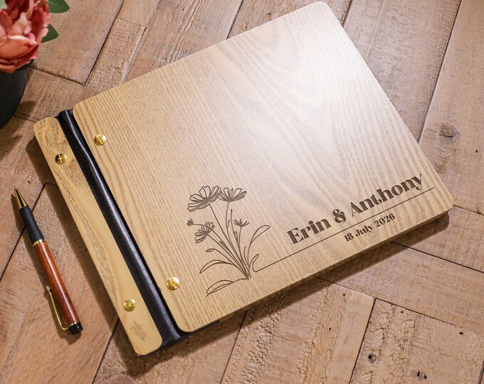 Personalized Wedding Guest book, Wedding Reception Album, Wedding Decor, Wooden Guestbook, Photo Wedding Album, Wedding Keepsake
