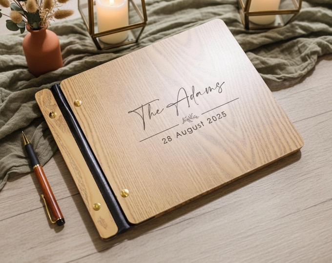 Personalized Wedding Guest book, Wedding Reception Album, Wedding Decor, Wooden Guestbook, Photo Wedding Album, Wedding Keepsake