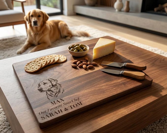 Personalized Cutting Board – Dog Owner Gift: Custom Engraved Charcuterie Board, Pet Photo Engraved, Puppy Gift, Dog Portrait Gift