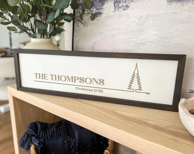 Personalized Christmas Sign, Christmas Gift: Customized Rustic Sign, Modern Farmhouse Decor, Family Gift, Holiday Gift, Welcome Wooden Sign