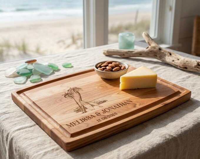 Personalized Surfing Charcuterie Board: Custom Beach Decor Cutting Board