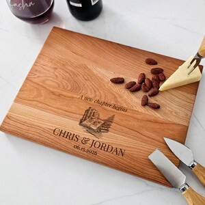 Personalized Charcuterie Board, Reader Couple: Custom Cutting Board, Housewarming, Engagement, Kitchen Decor, Book Readers, New Chapter Gift