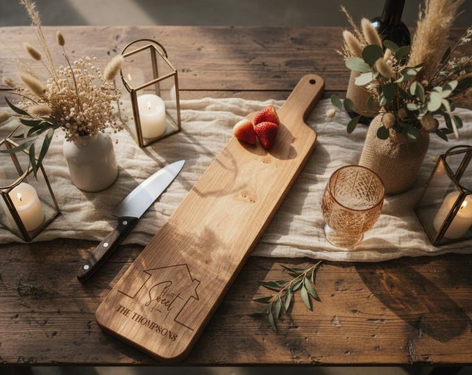 Personalized Home Sweet Home Bread Board: Engraved Realtor Closing Gift