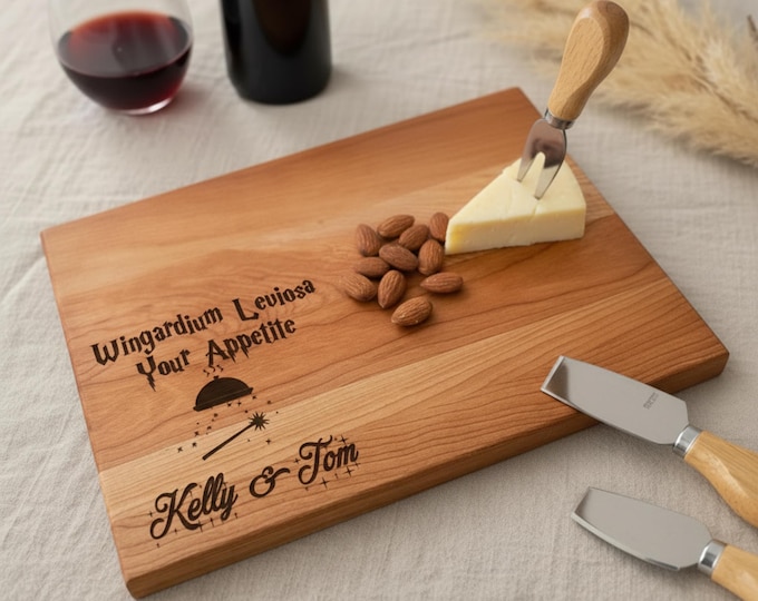 Personalized Cutting Board – Harry Potter-Inspired Couple: Custom Charcuterie Board | Wizarding, Anniversary, Wedding, Housewarming Gift