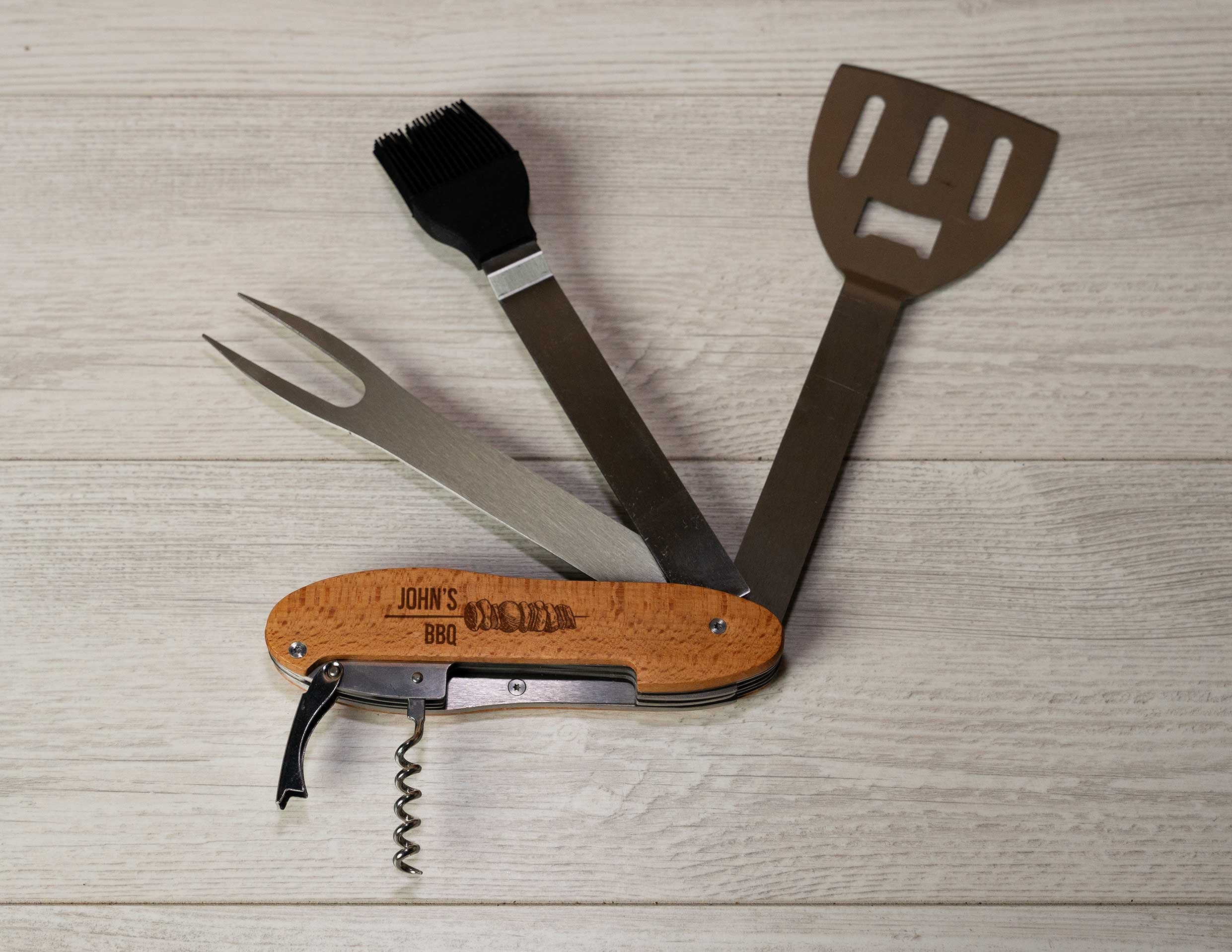 Personalized 5 in 1 Portable BBQ tools, Custom Barbeque set, foldable