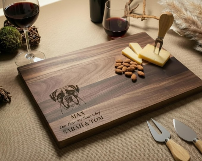 Personalized Cutting Board – Dog Lover: Custom Engraved Charcuterie Board, fur, Pet Owner, puppy, Dog Portrait, Dog Gifts, Dog Board