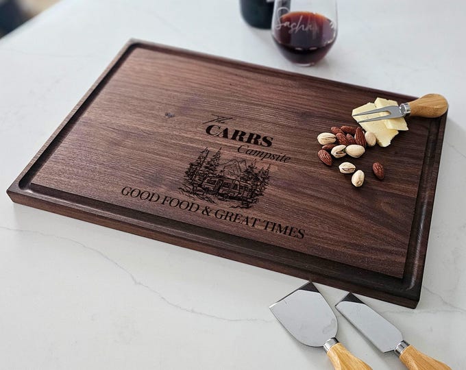 Personalized Cutting Board - RV Life: Custom Engraved Charcuterie Board - Gift for Camping, Cooking, Outdoors & Adventure Lovers - Campsite