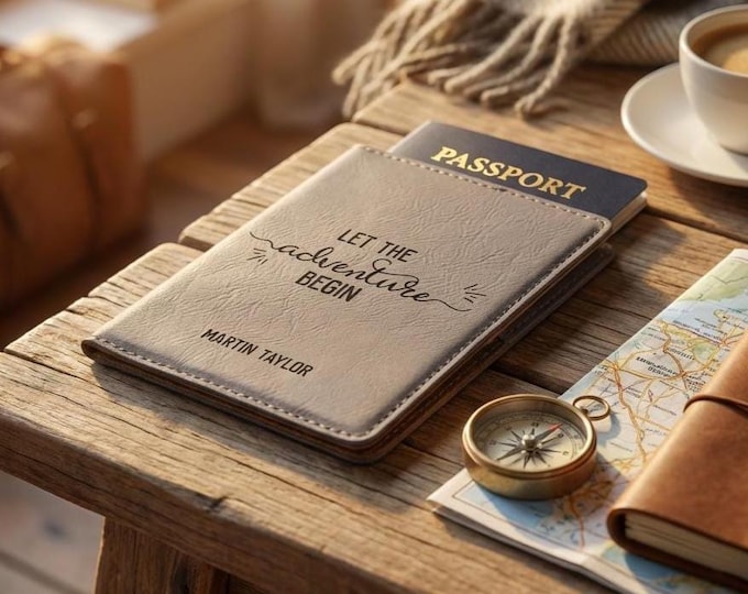 Personalized Passport Holder | "Let the Adventure Begin" Travel Wallet & Custom Graduation Gift