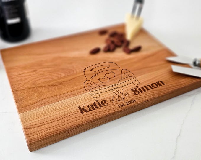 Personalized cutting board – Beatles Wedding: Custom Monogrammed Wooden Charcuterie Board, Anniversary, Couples & Housewarming Gift