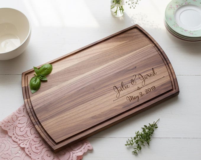 Personalized Engraved Cutting Board | Custom Wedding Gift for Couple | Christmas Present