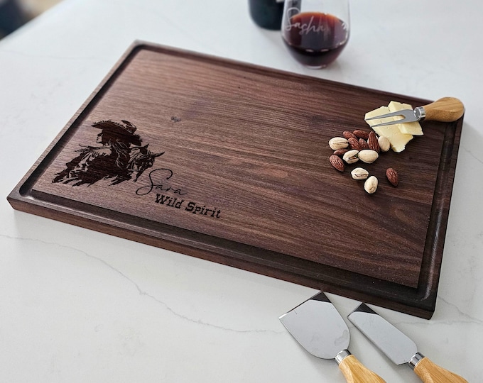 Personalized Charcuterie Board – Cowgirl: Custom Cutting Board, Gift For Her, Western Cowgirl, Wild Spirit, Wife, Daughter, Girlfriend