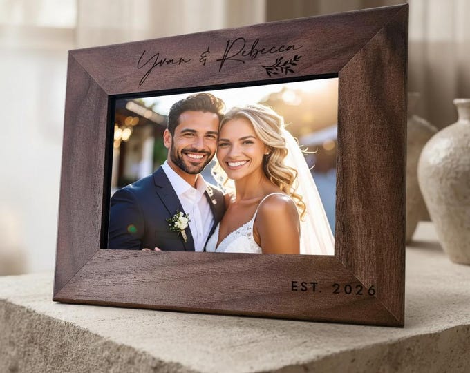 Personalized engraved frame, Customized picture frame for Newlyweds, Wedding Gift, Anniversary Gift, Couples Gift, Home Decor