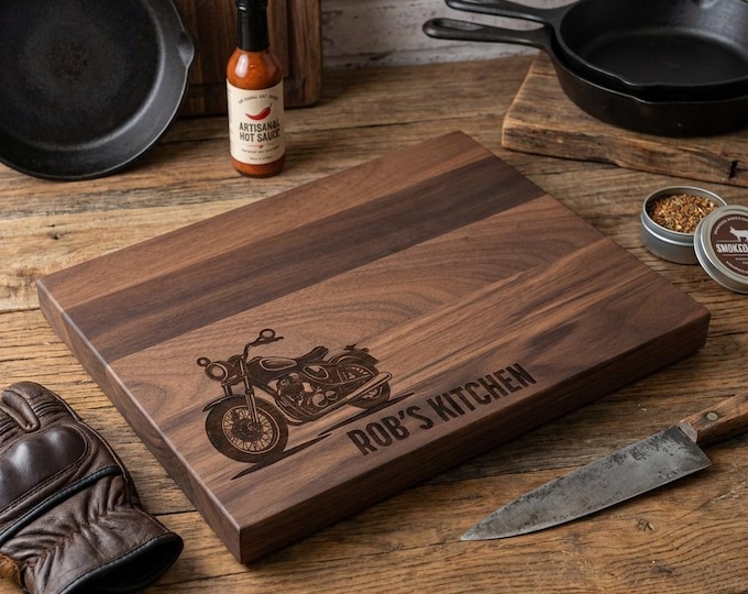 Personalized Cutting Board, Motorcycle Riders: Custom Engraved Charcuterie Board- Bike Enthusiasts, Biker Life, Harley Lovers Gift