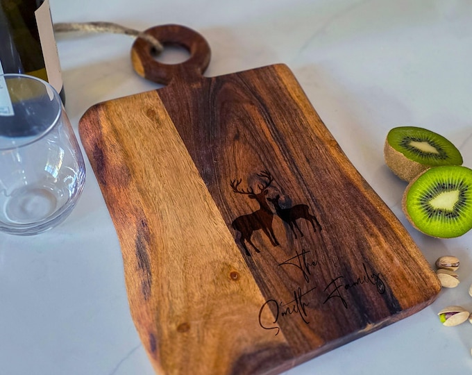 Personalized Live Edge Cutting Board, Christmas Gift: Charcuterie Board, Holiday Gift, Family Gift, Rustic Gift, Cottage Gift, Kitchen Gift