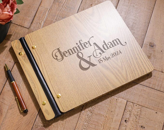 Personalized Wedding Guest book, Wedding Reception Album, Wedding Decor, Wooden Guestbook, Photo Wedding Album, Wedding Keepsake