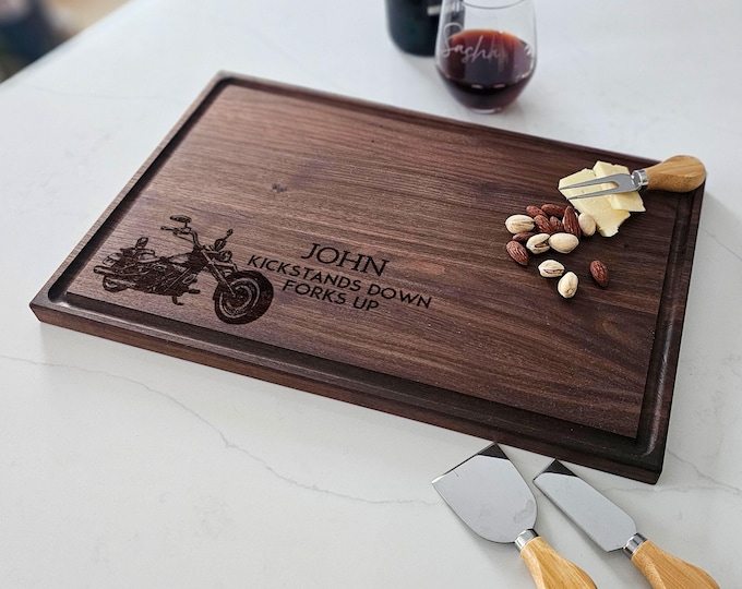 Personalized Charcuterie Board – Motorcycle Biking: Custom Cutting Board | Bikers Club, Harley, Motorbike, Hosting Gift, Father's Day, B-day