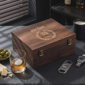 Personalized Wood Keepsake Box with Brass Latch, Custom Engraved Bamboo or Pine Memory Box, Anniversary Gift