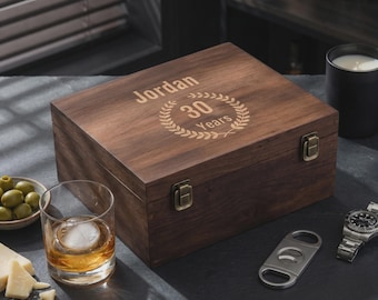 Personalized Wood Keepsake Box with Brass Latch, Custom Engraved Bamboo or Pine Memory Box, Anniversary Gift