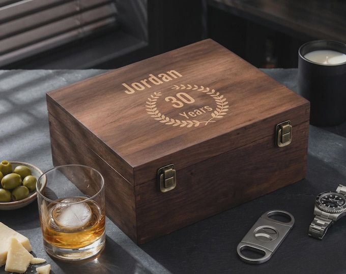 Personalized Wood Keepsake Box with Brass Latch, Custom Engraved Bamboo or Pine Memory Box, Anniversary Gift