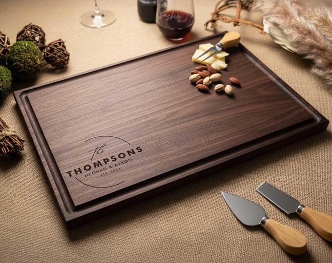 Personalized cutting board, Couples Gift: Custom Engraved Charcuterie Board, Anniversary Gifts, Housewarming Gifts, Hosting Gifts, Wedding