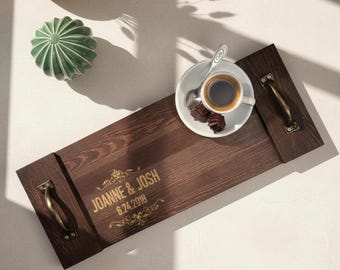 Personalized  Rustic serving Tray, Custom serving tray, wedding gifts, Wooden tray,  Housewarming gifts, Christmas gift