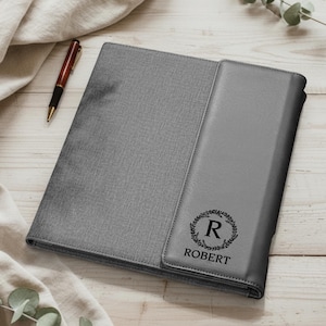 Portefeuille en cuir personnalisé, Bloc-notes gravé personnalisé, Bloc-notes en similicuir à monogramme, Cadeaux de remise des diplômes, Cadeaux pour patron, Cadeau d'entreprise