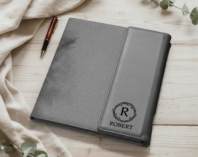 Personalized Leather Portfolio, Custom Engraved Notepad, Monogrammed Faux Leather Planner Pad, Graduation Gifts, Boss gifts, Business Gift