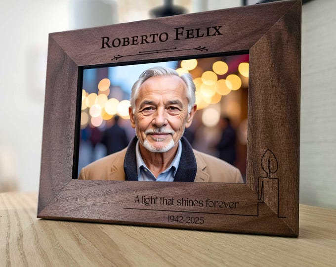 Personalized Memorial Picture Frame: Engraved Remembrance Gift, Maple or Walnut