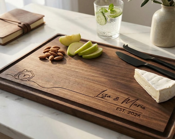 Personalized cutting board, Realtor Closing Gift: Custom Engraved wooden Charcuterie Board, Housewarming Gift, New Home Gift, Couples Gift