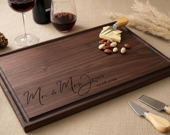 Personalized cutting board, Newlywed Gift: Custom Engraved Charcuterie Board, Housewarming Gift, Couples  Gift, Wedding Gift, Christmas Gift