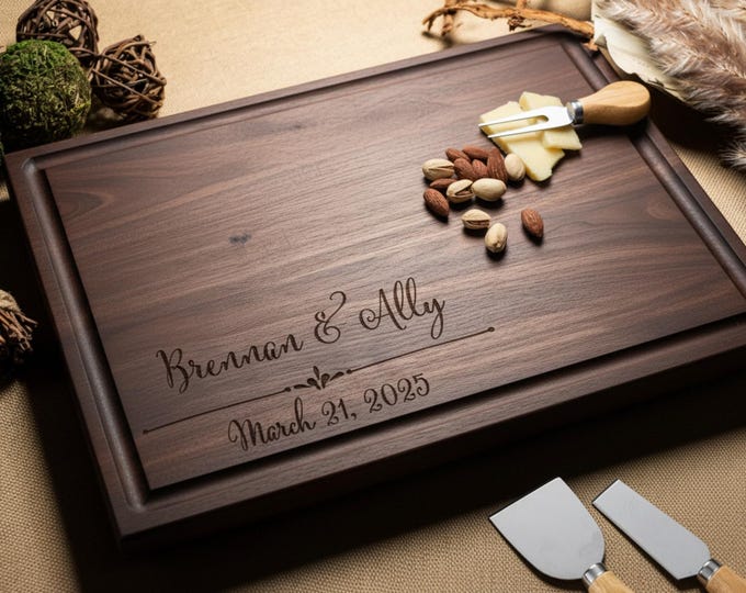 Personalized cutting board, Couples Gift: Custom Engraved Charcuterie Board, Anniversary Gift, Housewarming Gift, Wedding Gift, Hosting Gift