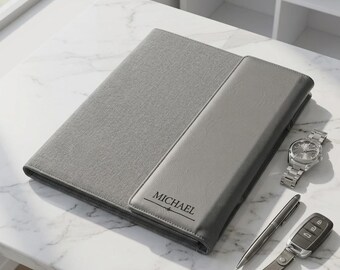 Personalized Leatherette Canvas Portfolios, Custom Engraved Notepad: Graduation, Boss, Business Gift
