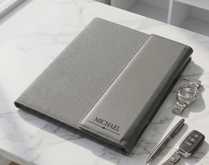 Personalized Leatherette Canvas Portfolios, Custom Engraved Notepad: Graduation, Boss, Business Gift