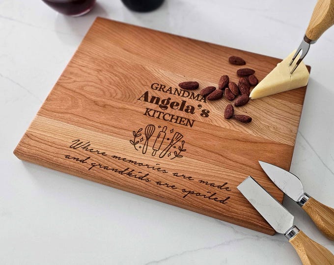Personalized Cutting Board – Grandma’s Kitchen: Where Memories Are Made & Grandkids Are Spoiled, Custom Engraved Gift For Her