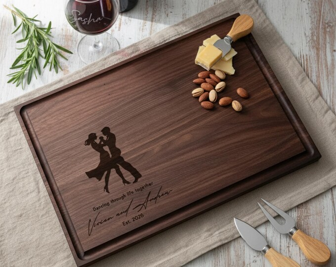 Personalized Cutting Board – Dancing Couple: Customized Cutting Board, Salsa Dancers Gift, couples Gift, Housewarming Gift, Wedding Gift