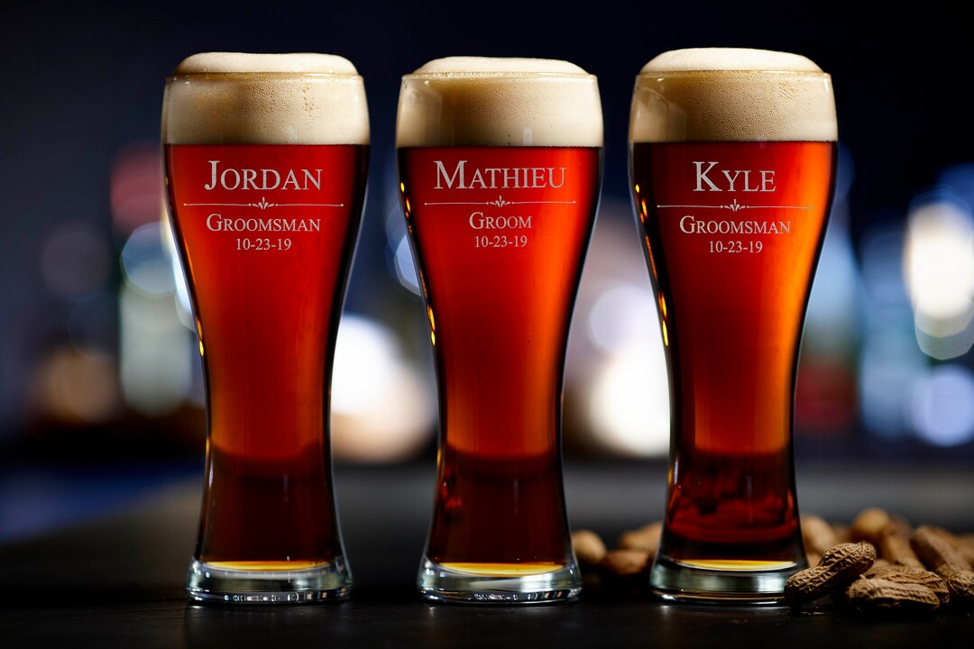 Personalized Glass, Custom Engraved Beer Glass, Wedding Gift for