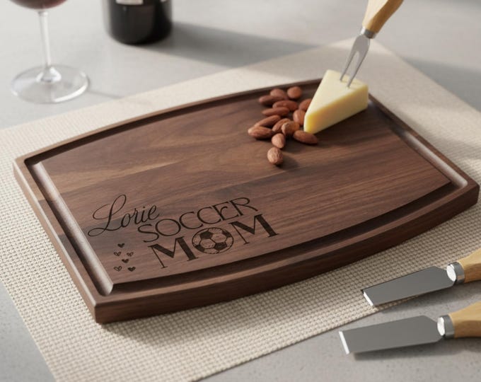 Personalized cutting board, Soccer Mom: Custom Engraved Charcuterie Board, Cheer Mom,  Gift for Mom,  Gift for Her, Mothers Day Gift