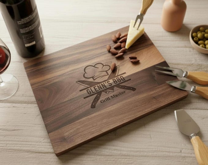 Personalized Cutting Board, BBQ Chef: Custom Cutting Board Grill Master, Father's Day Gift, BBQ Cutting Board, Grandpa Gift, Gift For Dad