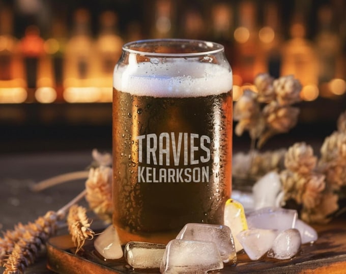 Personalized Beer Can Glass: Laser Engraved, Groomsman Gift