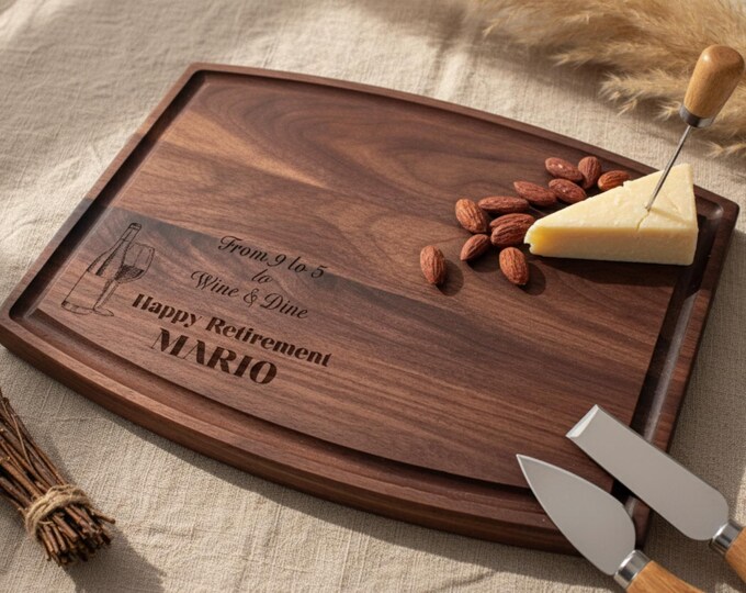 Personalized cutting board, Retirement Gift: Custom Engraved Charcuterie Board, Retirement Party Gift, Happy Retirement