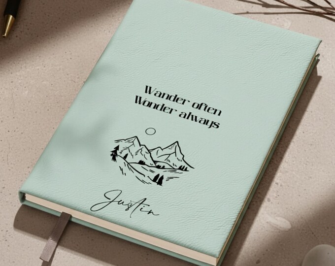 Personalized Faux Leather Travel Journal: Custom Engraved Notebook