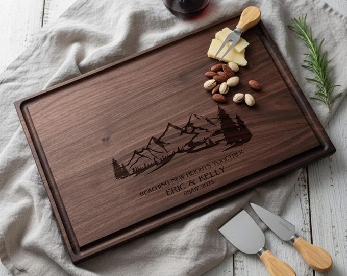 Personalized Cutting Board, Nature Lover: Custom Charcuterie Board, Outdoors, Forest, Gift for Couple, Hosting Gift, Anniversary Gift