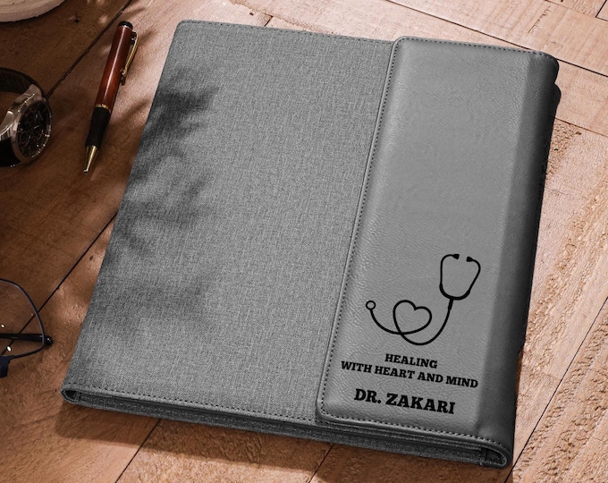 Personalized Leatherette Canvas Portfolios, Personalized notepad, Custom portfolio, Graduation, Healthcare Professionals, Doctor, Nurse Gift