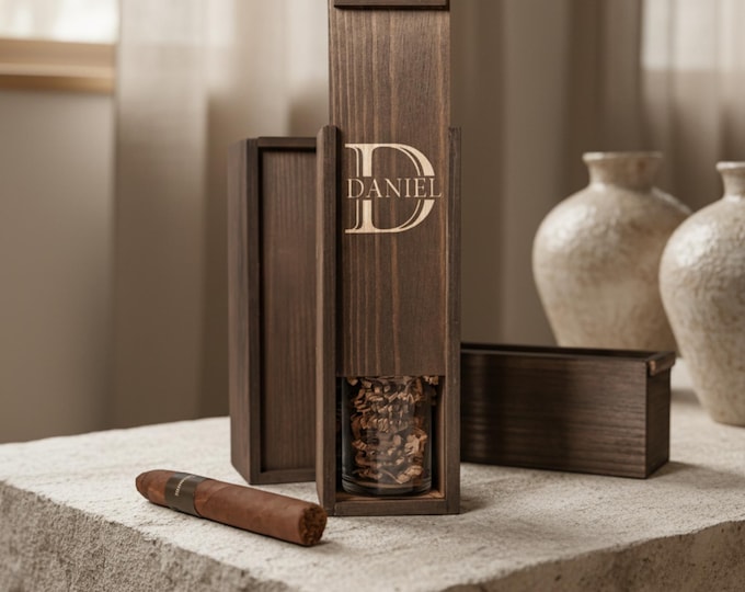Custom Engraved Cigar Box – Personalized Groomsmen Gift, Wedding Keepsake, Best Man Gift, Custom Cigar Storage Box for Men