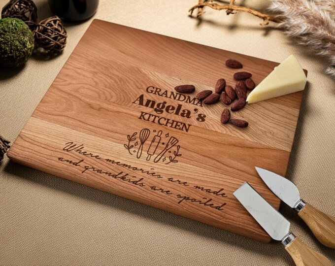 Personalized Cutting Board, Grandma Gift: Custom Engraved Charcuterie Board, Gift From Grandkids, Gift For Her, Kitchen Gift, Birthday Gift