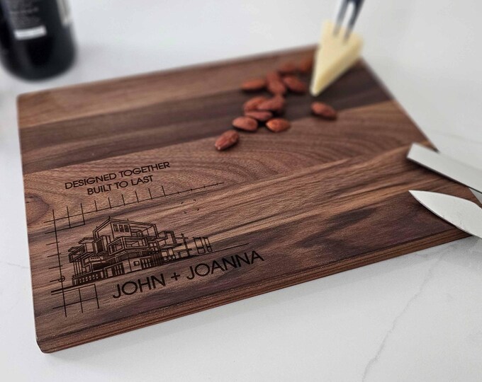 Personalized Charcuterie Board – Engineer Themed: Custom Cutting Board | Housewarming, Wedding, Anniversary, Architecture Couple Gift