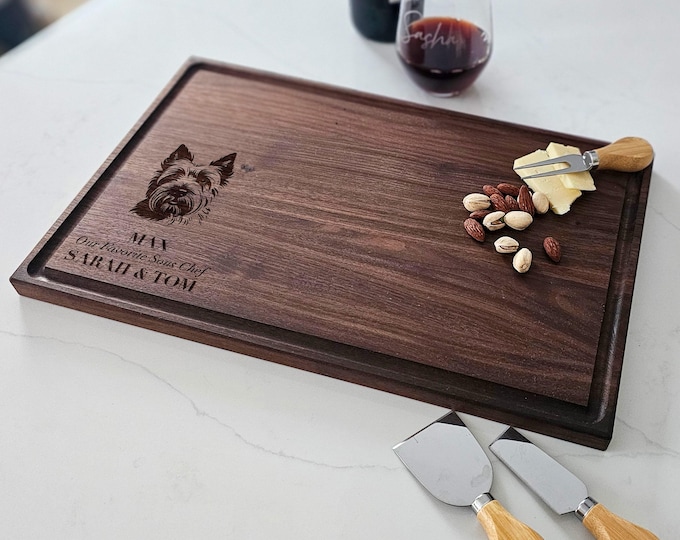 Personalized Cutting Board – Dog Lover: Custom Engraved Charcuterie Board, White Terrier Themed, Pet Owner, puppy, Dog Board Gift