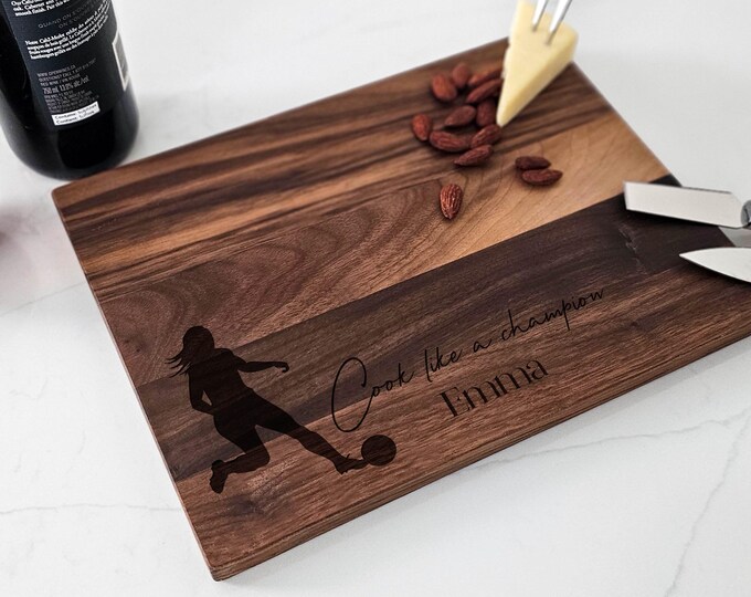 Personalized Charcuterie Board – Soccer Theme: Custom Cutting Board - Soccer Lover, Sport Enthusiast, Soccer Serving Board Gift